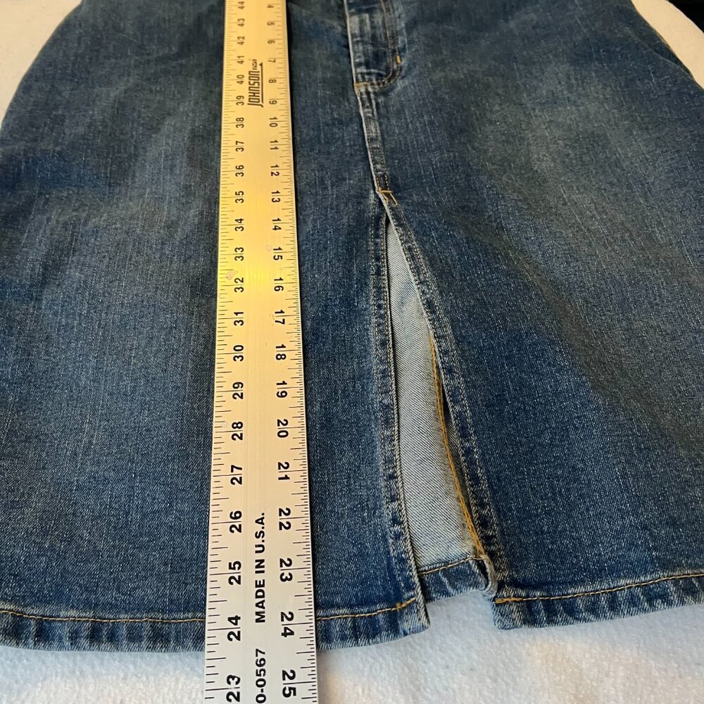 Old Navy Jean Skirt Denim Midi Stretch Flat Front Slit Y2K Western Indie Boho 16 - Picture 7 of 9
